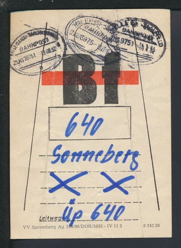 Bahnpost vorlaufzettel ddr - bahnpost,