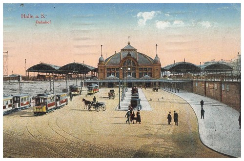 Halle saale bahnhof - ak,